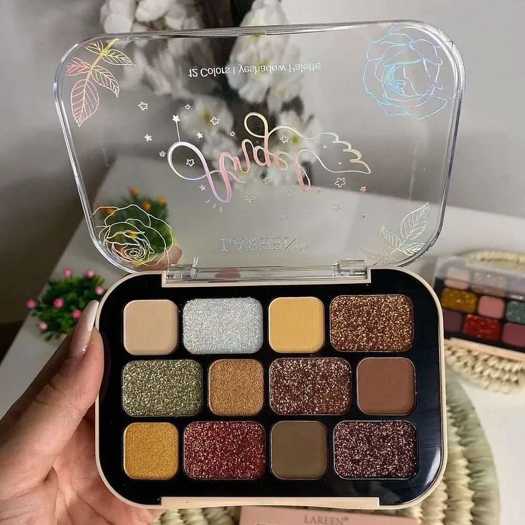 12 Color Matte Glitter Eyeshadow Highlighter Bronze Blush Eye Makeup Long Lasting Palette