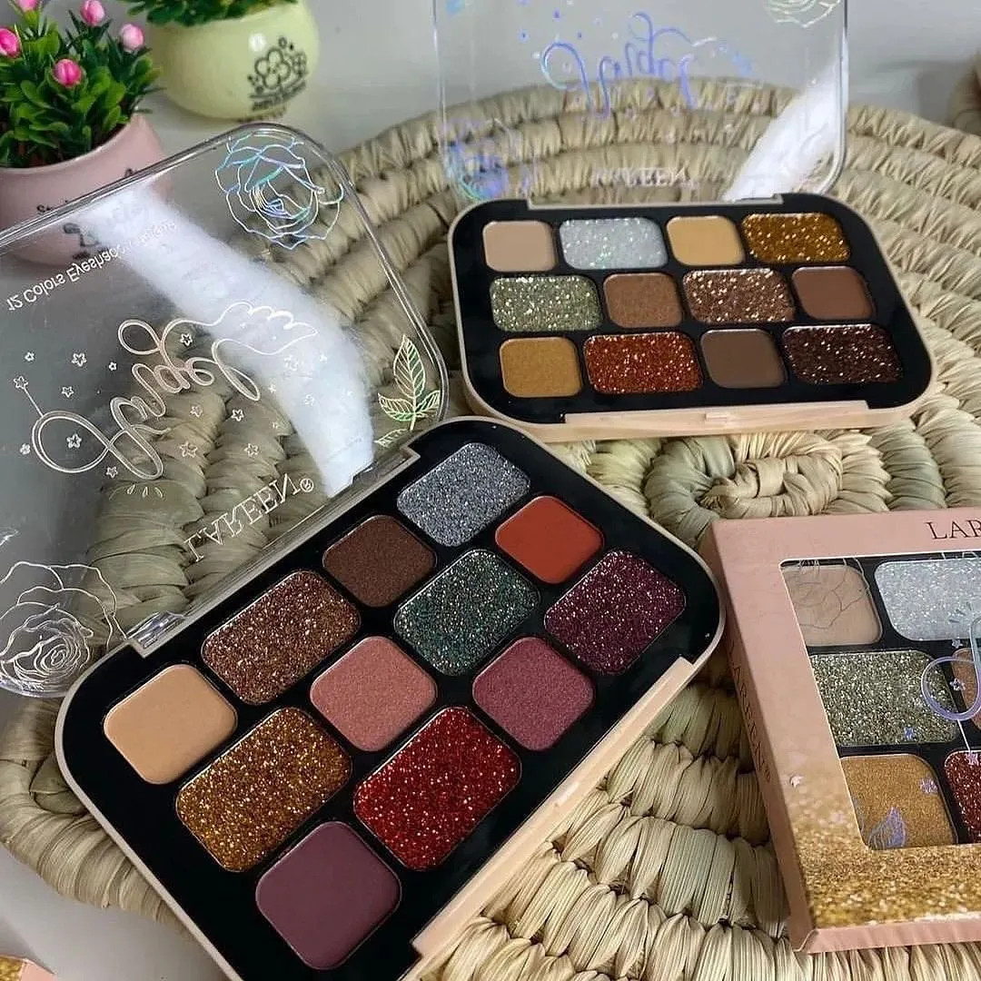 12 Color Matte Glitter Eyeshadow Highlighter Bronze Blush Eye Makeup Long Lasting Palette