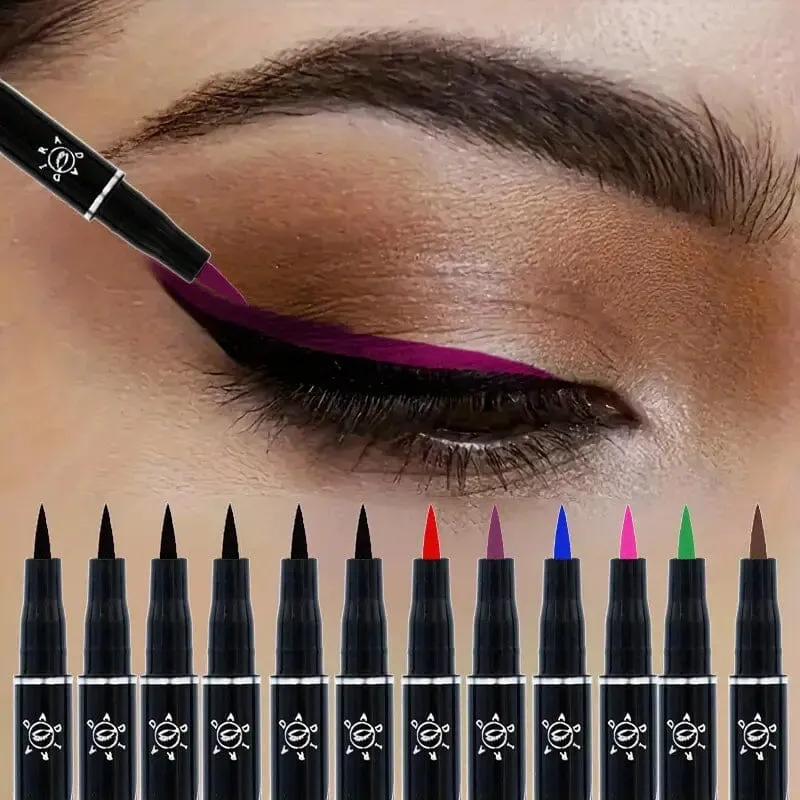 12-Pieces: Luxurious Waterproof Long-Wearing Liquid Eyeliner Set