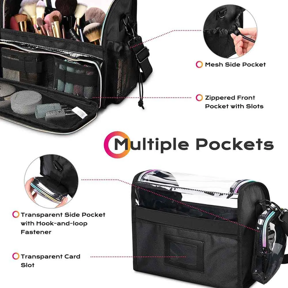 Byootique Essential Foldable Makeup Train Case Acrylic Brush Holder