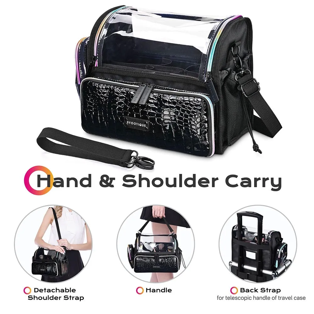 Byootique Essential Foldable Makeup Train Case Acrylic Brush Holder