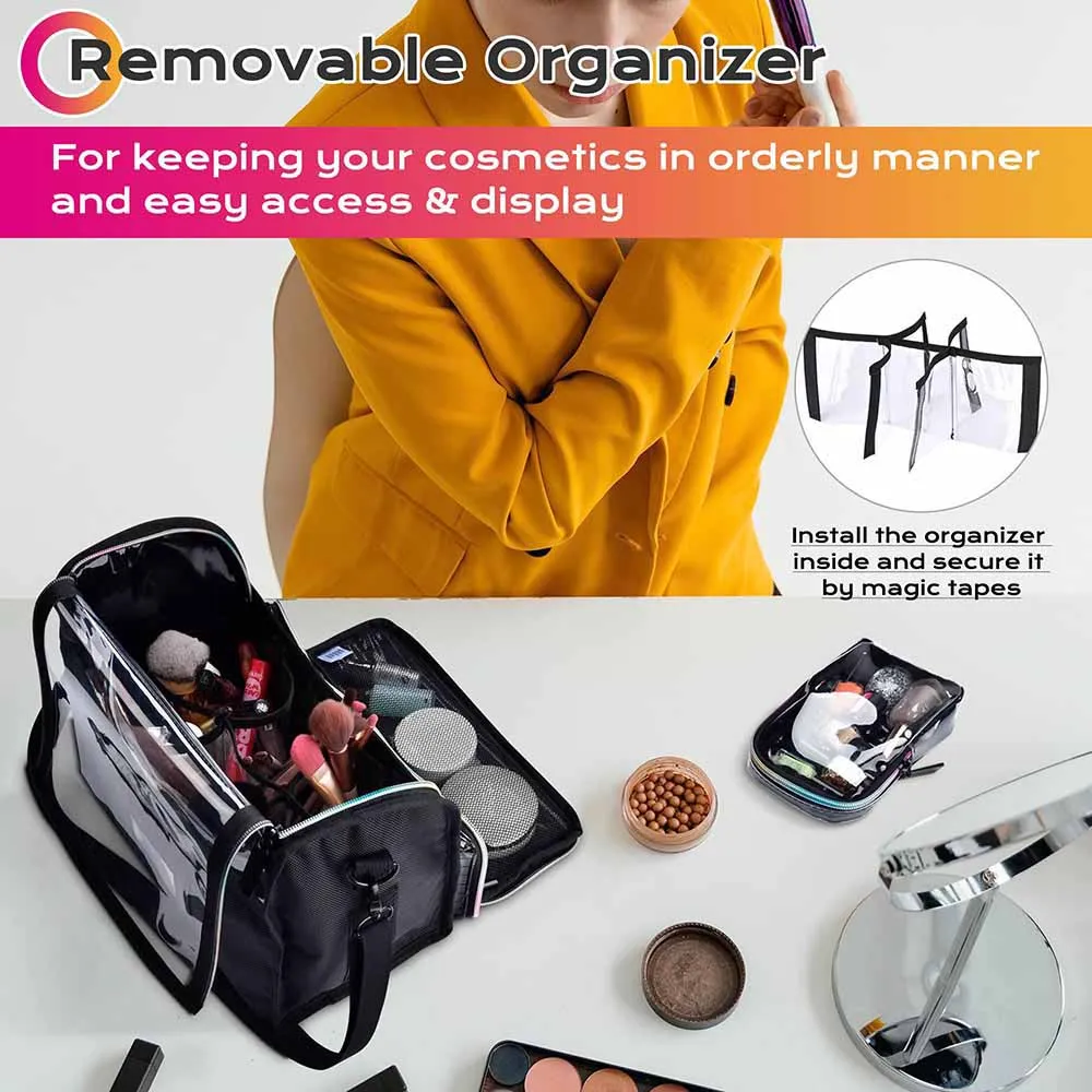 Byootique Essential Foldable Makeup Train Case Acrylic Brush Holder