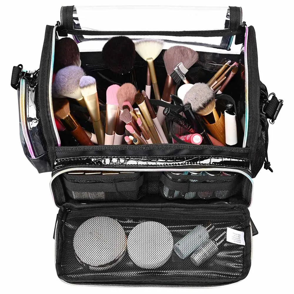 Byootique Essential Foldable Makeup Train Case Acrylic Brush Holder