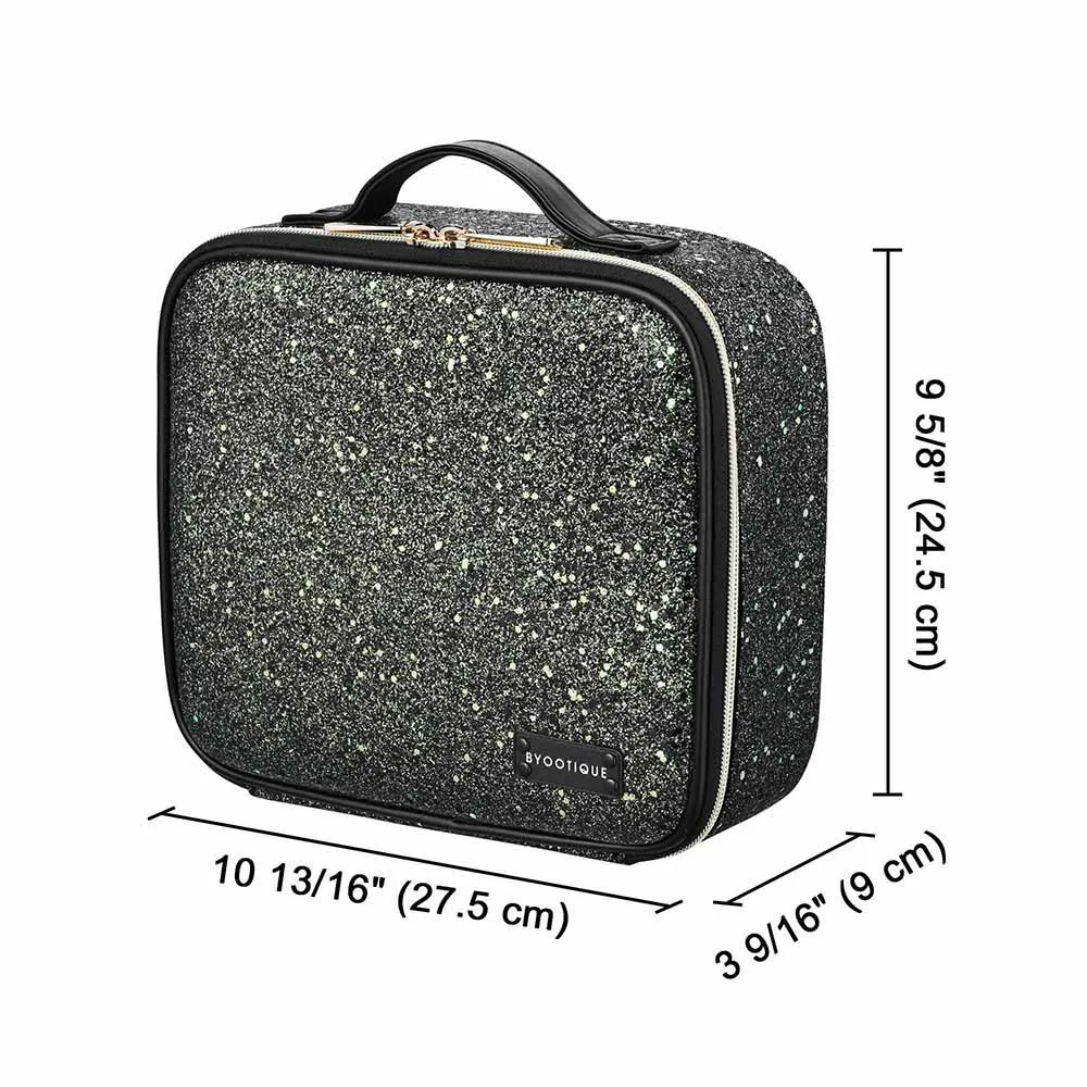 Byootique MassLux Makeup Case Brush Holder Storage Divider Glittered Black