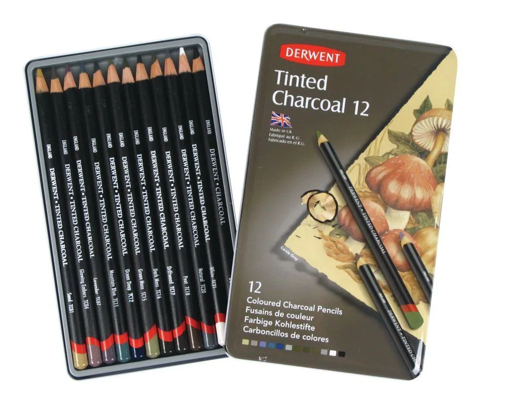 Derwent Tinted Charcoal Pencils - (Pack of 12)