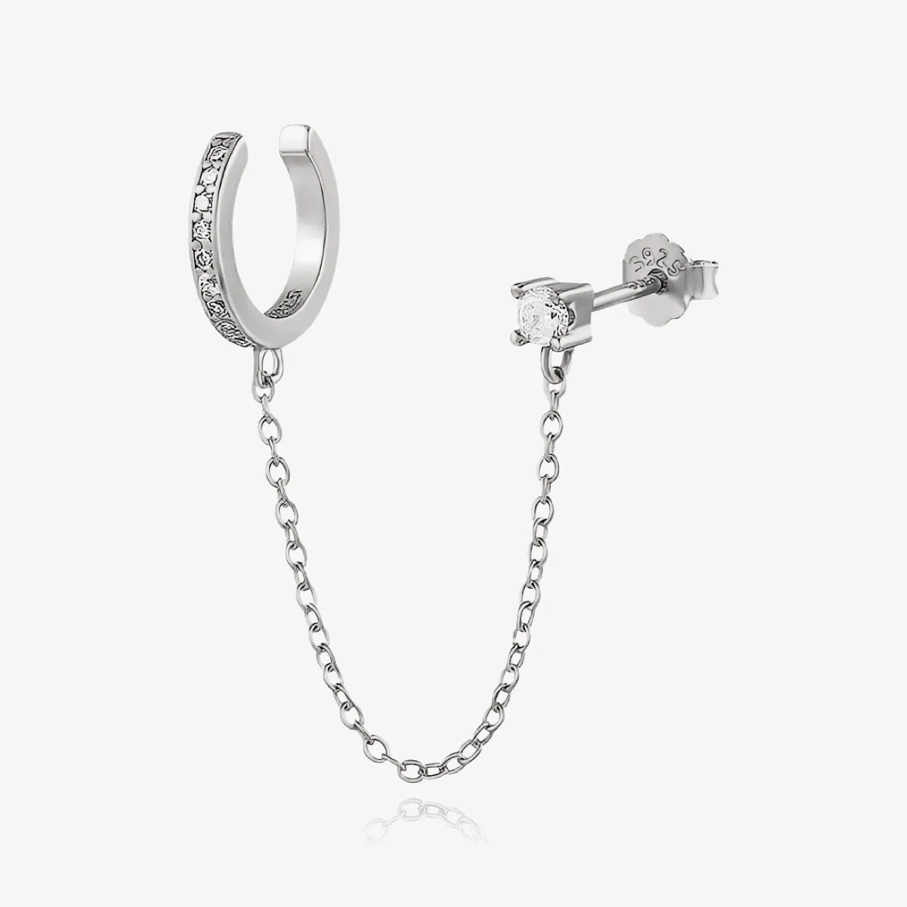 Diamond Cuff Earring Sterling Silver