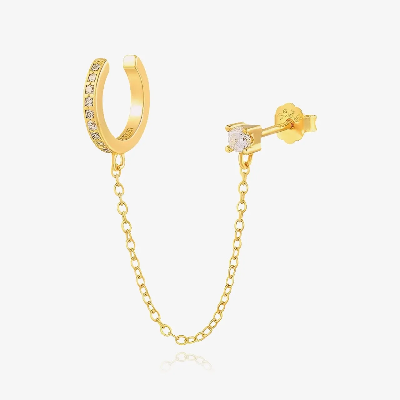 Diamond Cuff Earring Sterling Silver