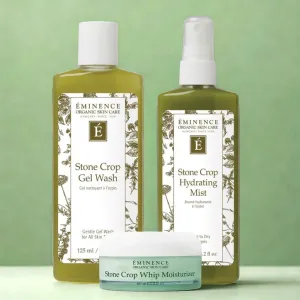 Eminence Organics Glow-Boosting & Firming System (Stone Crop Gel Wash   Stone Crop Hydrating Mist   Stone Crop Whip Moisturizer)