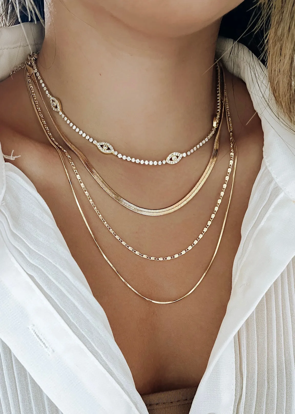 Evil Eye Diamond Choker - Gold Filled