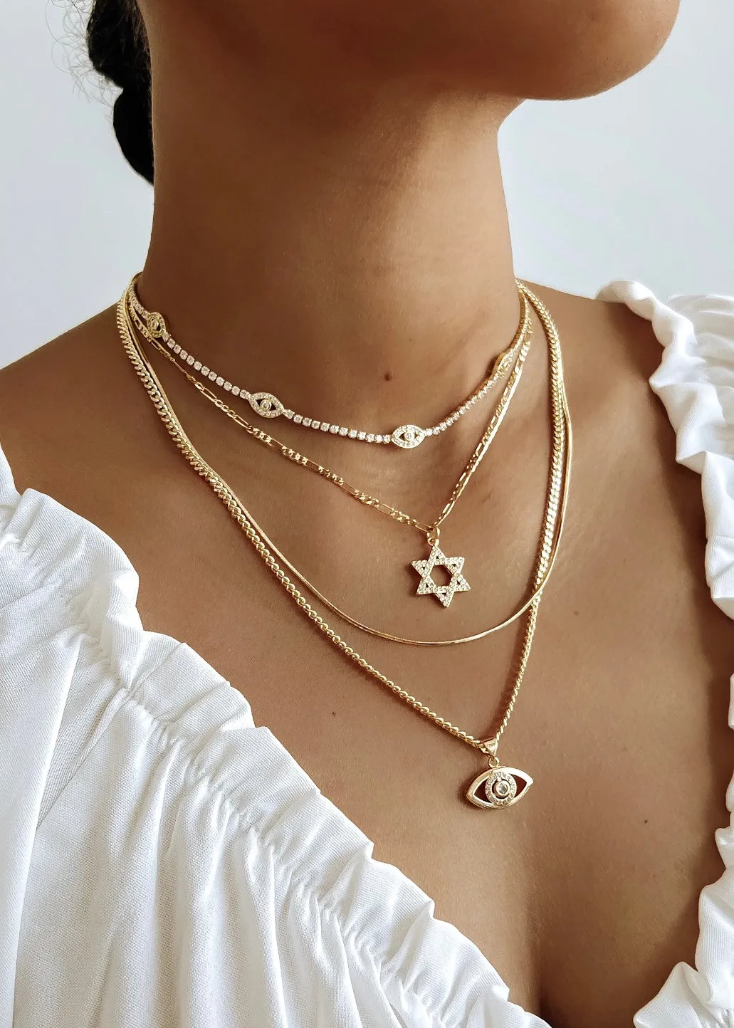 Evil Eye Diamond Choker - Gold Filled