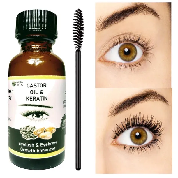Eyelash & Eyebrow Growth Thickener Keratin & Castor Oil Pure