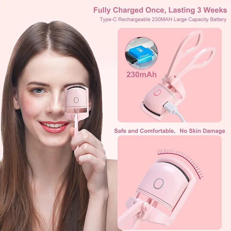 Eyelash Curler - Portable Electric Heated Comb Eye Lash - Long Lasting Eyelashes Curls - Thermal Eyelash Curler - Makeup Tools Heated - Eyelash Curlers- Rechargeable Electric Eyelash Curler - Handheld Eyelash Heat