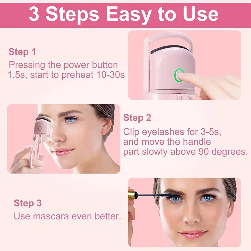Eyelash Curler - Portable Electric Heated Comb Eye Lash - Long Lasting Eyelashes Curls - Thermal Eyelash Curler - Makeup Tools Heated - Eyelash Curlers- Rechargeable Electric Eyelash Curler - Handheld Eyelash Heat