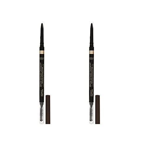 L'Oreal Paris Makeup Brow Stylist Definer Waterproof Eyebrow Pencil, Ultra-Fine Mechanical Pencil, Draws Tiny Brow Hairs and Fills in Sparse Areas and Gaps, Dark Brunette, 0.11 Ounce (Pack of 2)