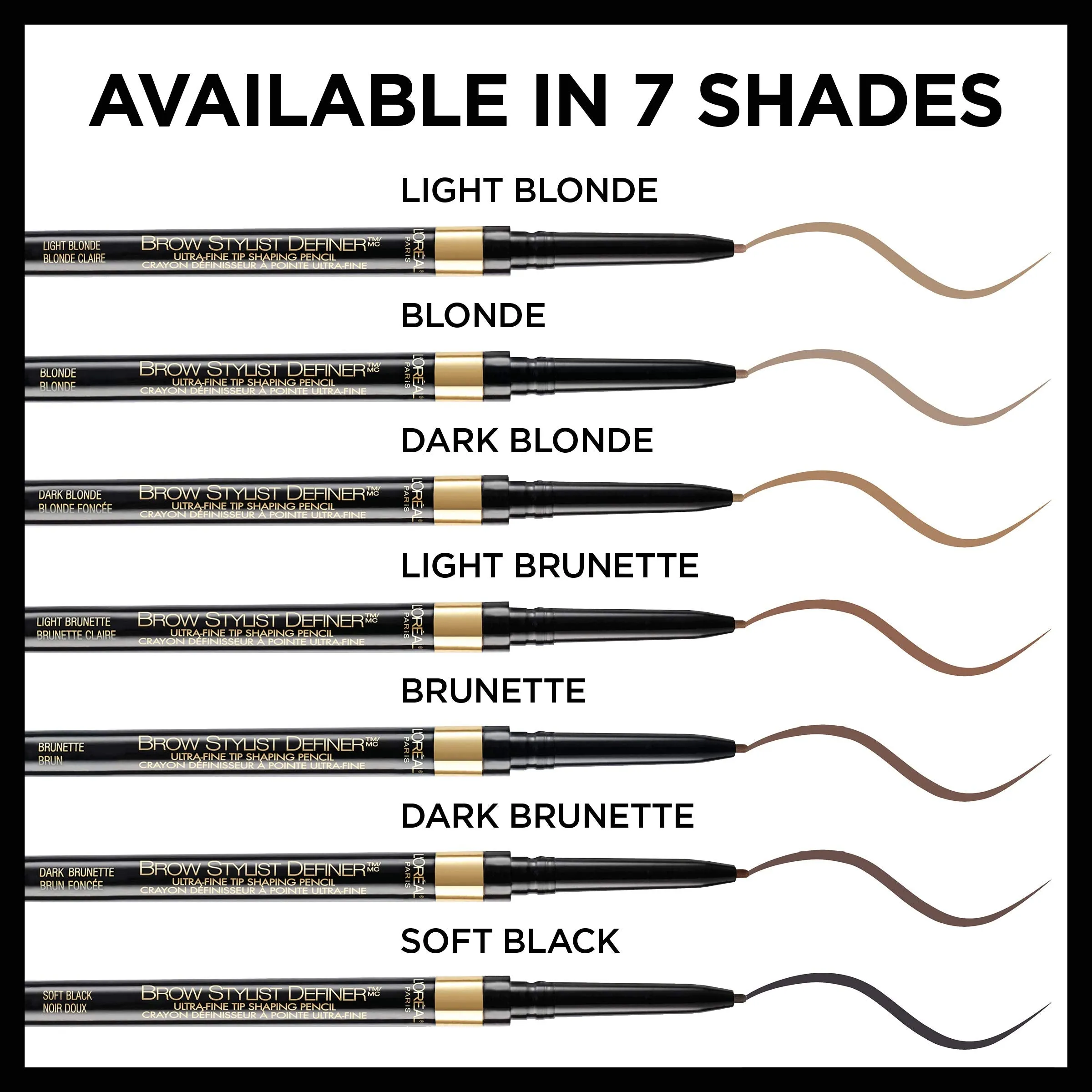 L'Oreal Paris Makeup Brow Stylist Definer Waterproof Eyebrow Pencil, Ultra-Fine Mechanical Pencil, Draws Tiny Brow Hairs and Fills in Sparse Areas and Gaps, Dark Brunette, 0.11 Ounce (Pack of 2)