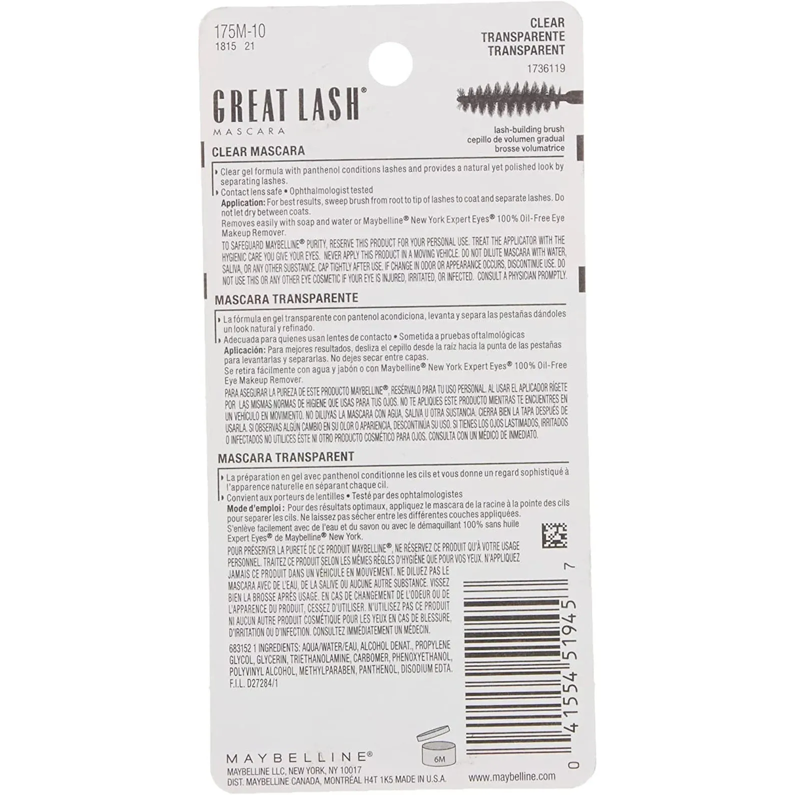 Maybelline Great Lash Mascara- Clear