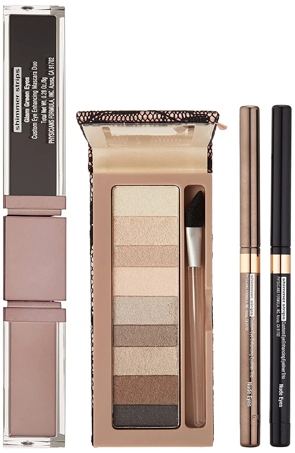 Physicians Formula Shimmer Strips Custom Eye Enhancing Kit with Eyeshadow, Eyeliner & Mascara, Nude