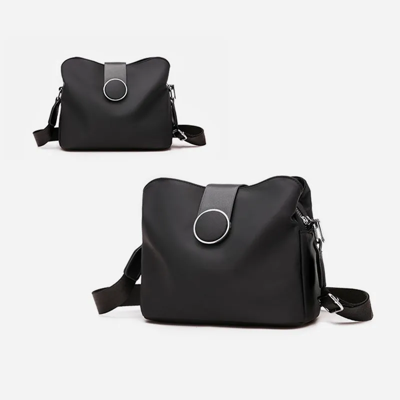 Triple Compartment Nylon Purse For Women Solid Color Crossbody Bag