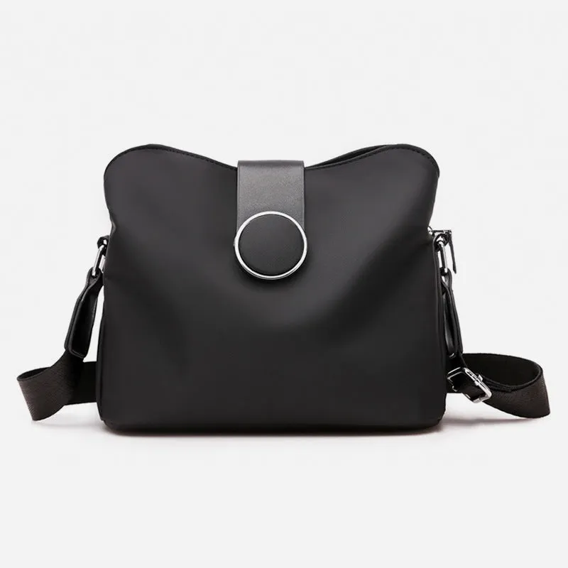 Triple Compartment Nylon Purse For Women Solid Color Crossbody Bag