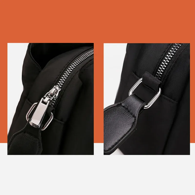 Triple Compartment Nylon Purse For Women Solid Color Crossbody Bag