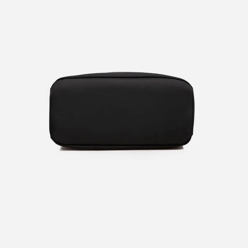 Triple Compartment Nylon Purse For Women Solid Color Crossbody Bag