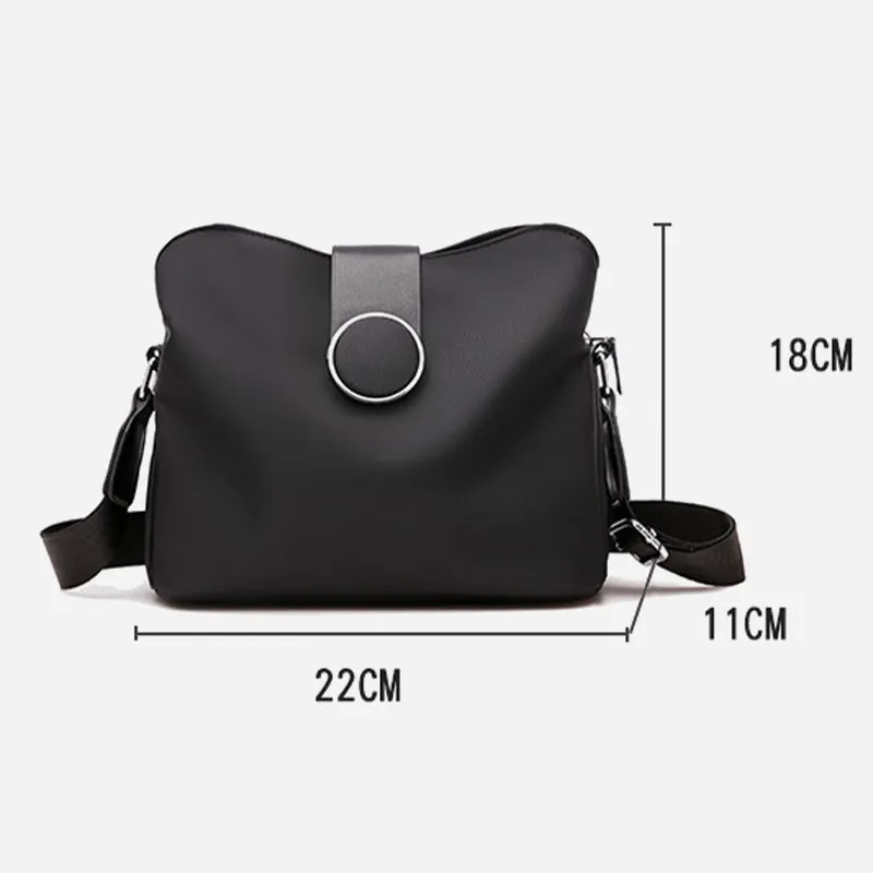 Triple Compartment Nylon Purse For Women Solid Color Crossbody Bag