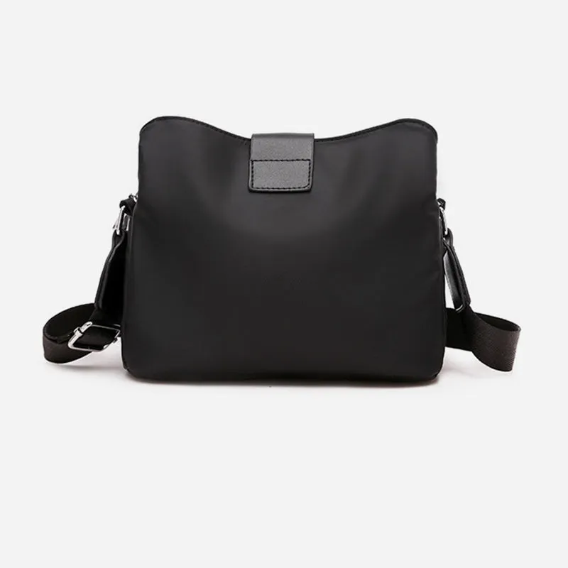 Triple Compartment Nylon Purse For Women Solid Color Crossbody Bag