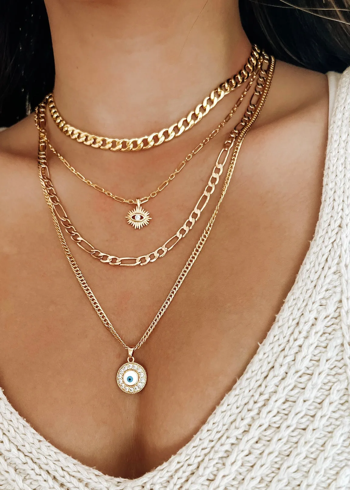 Wise Guidance Evil Eye Necklace - Gold Filled